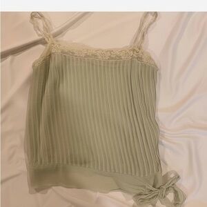 The Limited Cream Pleated Camisole with Lace